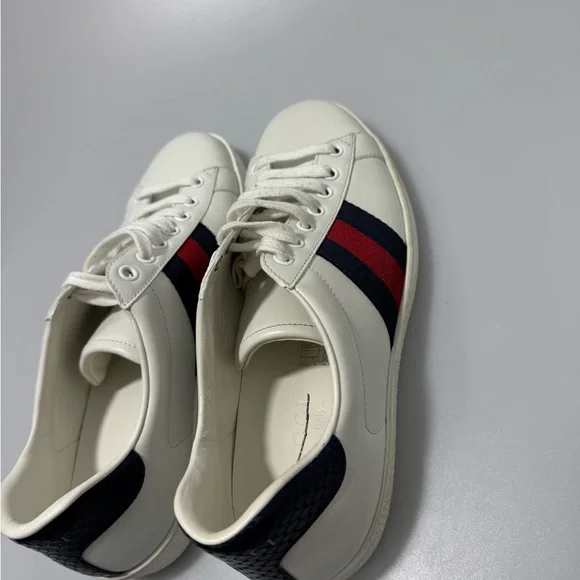 Gucci New Ace Leather Sneakers White Navy Men’s UK 6/US 7